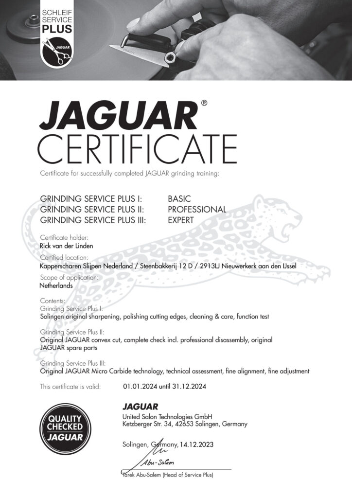 jaguar kappersschaar slijpen